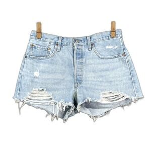 Levis 501 Cut Off Shorts Womens 32* Denim High Rise Distressed American Outdoor